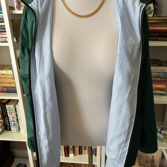 Spring jacket raincoat with roll up hood. Zipper, pockets. Size XL. EUC - Picture 4 of 11